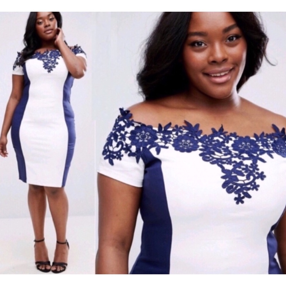 Paper Doll Crochet Detail Illusion Pencil Dress - Picture 1 of 5